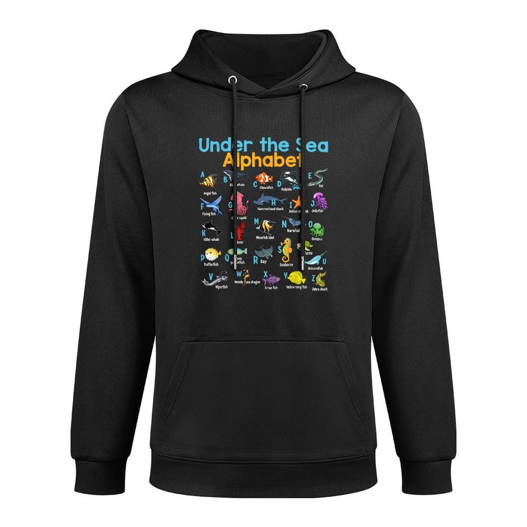 ABC Animals Under Water A-Z Types of Sea Animals Alphabet Durable Construction Hoodie
