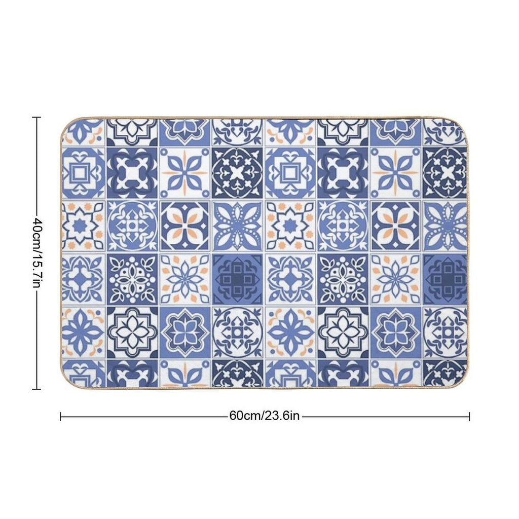 Blue Portuguese Tile  Non-Slip Bath Mat