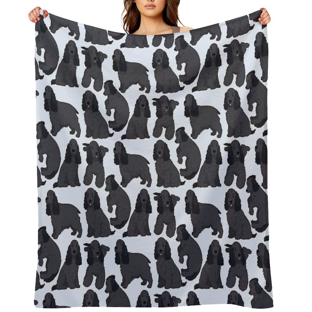 Cute Black English Cocker Spaniel Dog Pattern Gift-ready Throw Blanket
