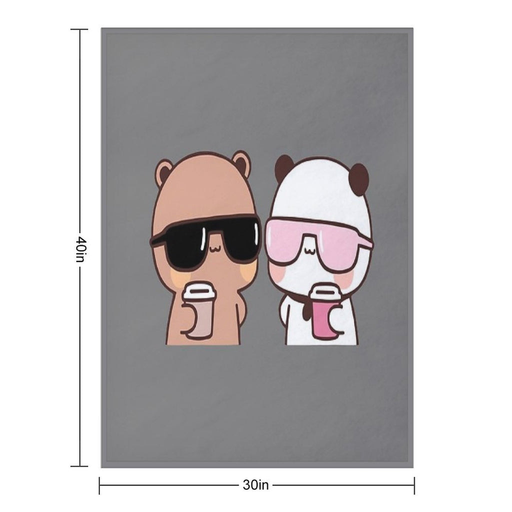 DuDu Bear And BuBu Panda Having Coffee Together❤️ Travel-friendly Throw Blanket