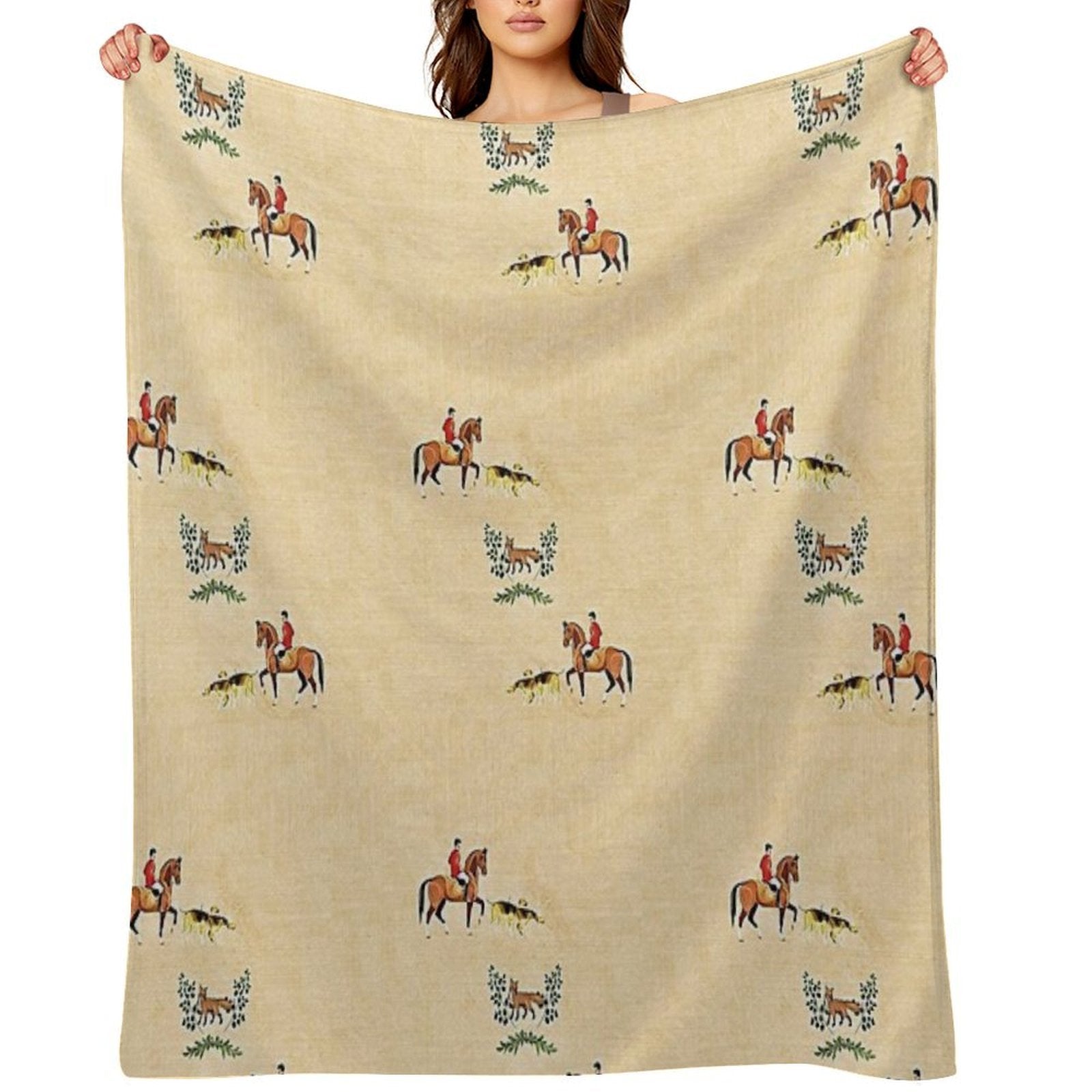 English Country Foxhunt Comfort Throw Blanket