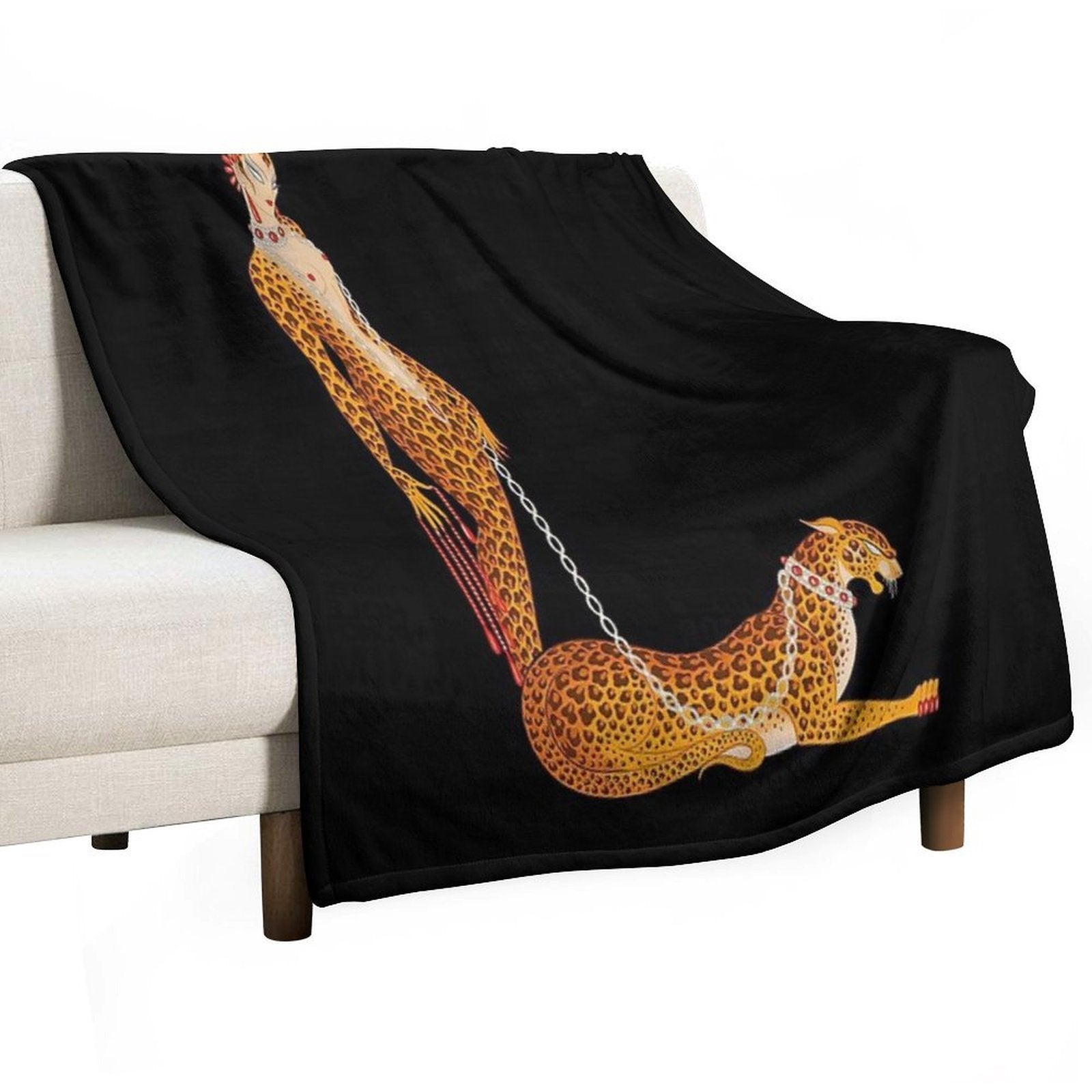 Erté - The Letter L from The Alphabet Suite, 1976 Velvety-soft Throw Blanket