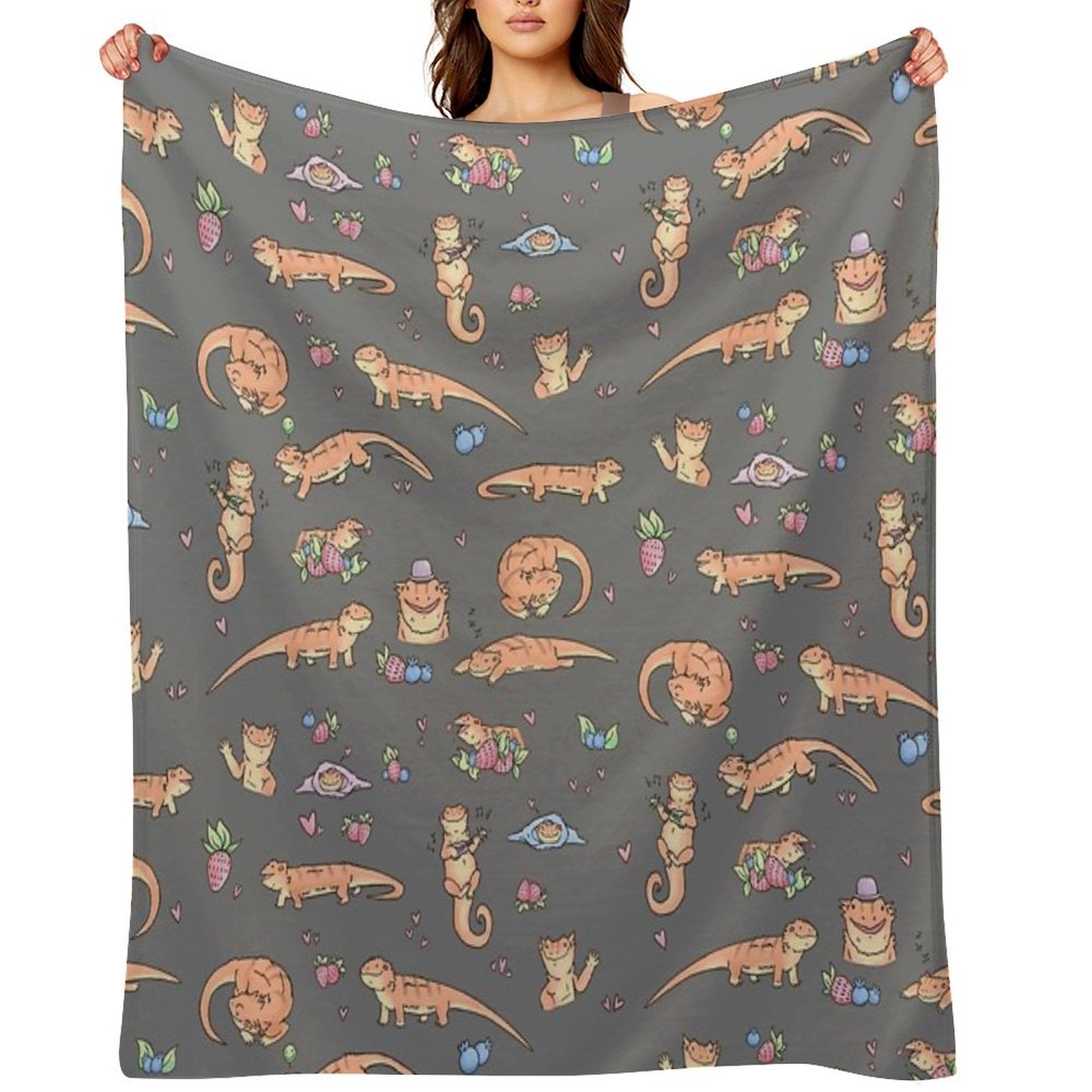 Dragons And Berries Machine-washable Throw Blanket