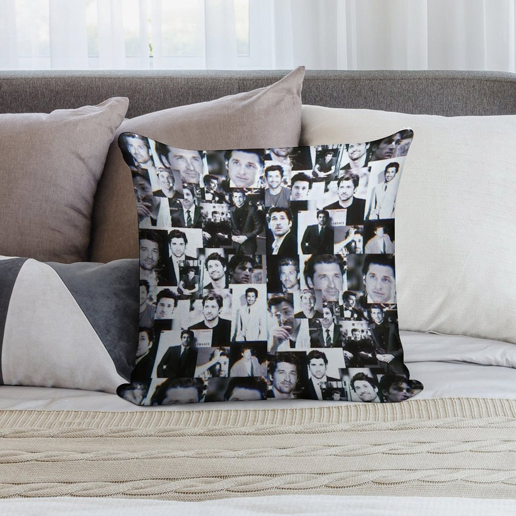 Patrick Dempsey Collage Soft Luxury Feel Throw Pillow