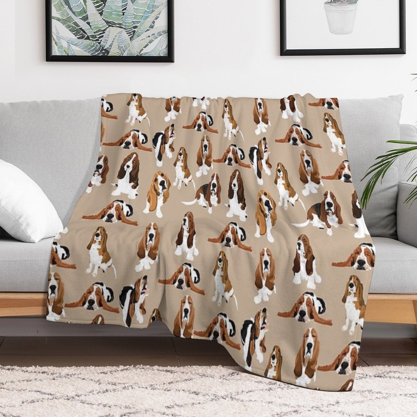 Basset Hound Multi-functional Throw Blanket