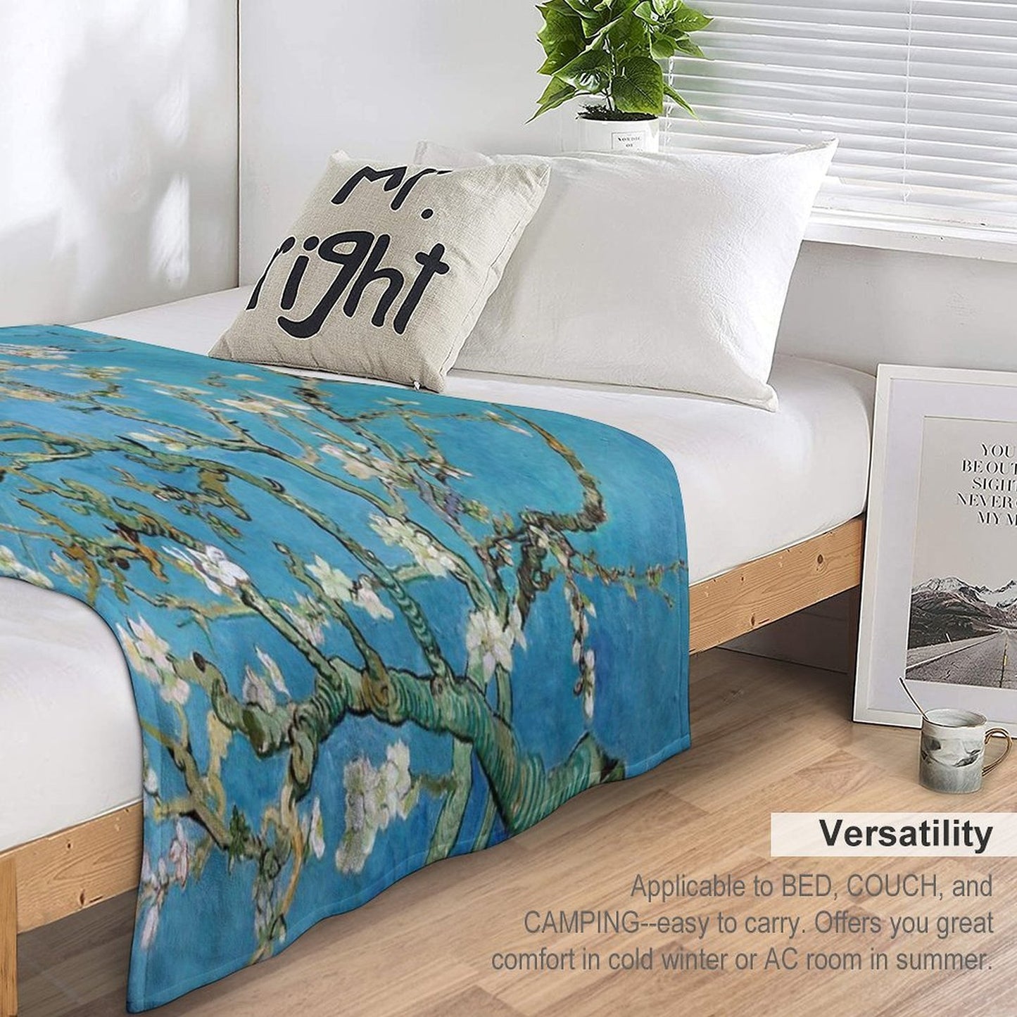 1890-Vincent Van Gogh-Almond Blossom-73.5x92 Versatility Throw Blanket