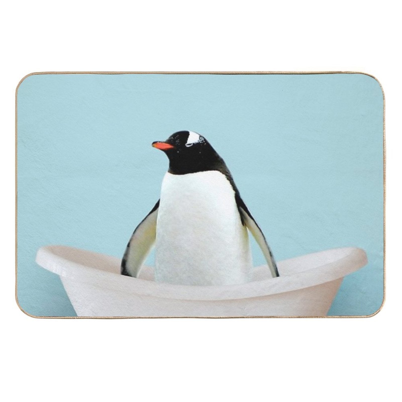 Playing Penguin in Bathtub Durable Bath Mat