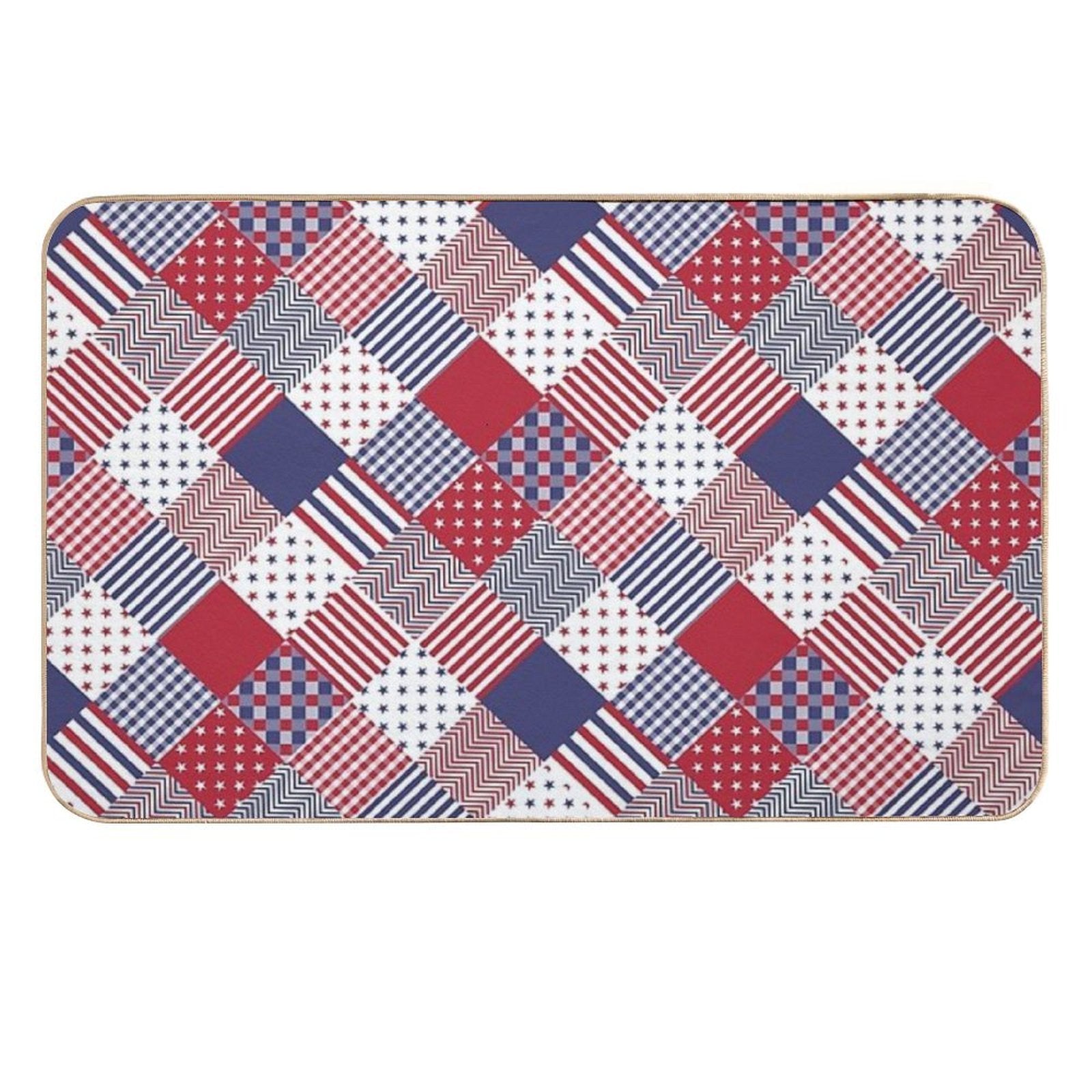 USA Americana Diagonal Red White & Blue Quilt  Versatile Bath Mat
