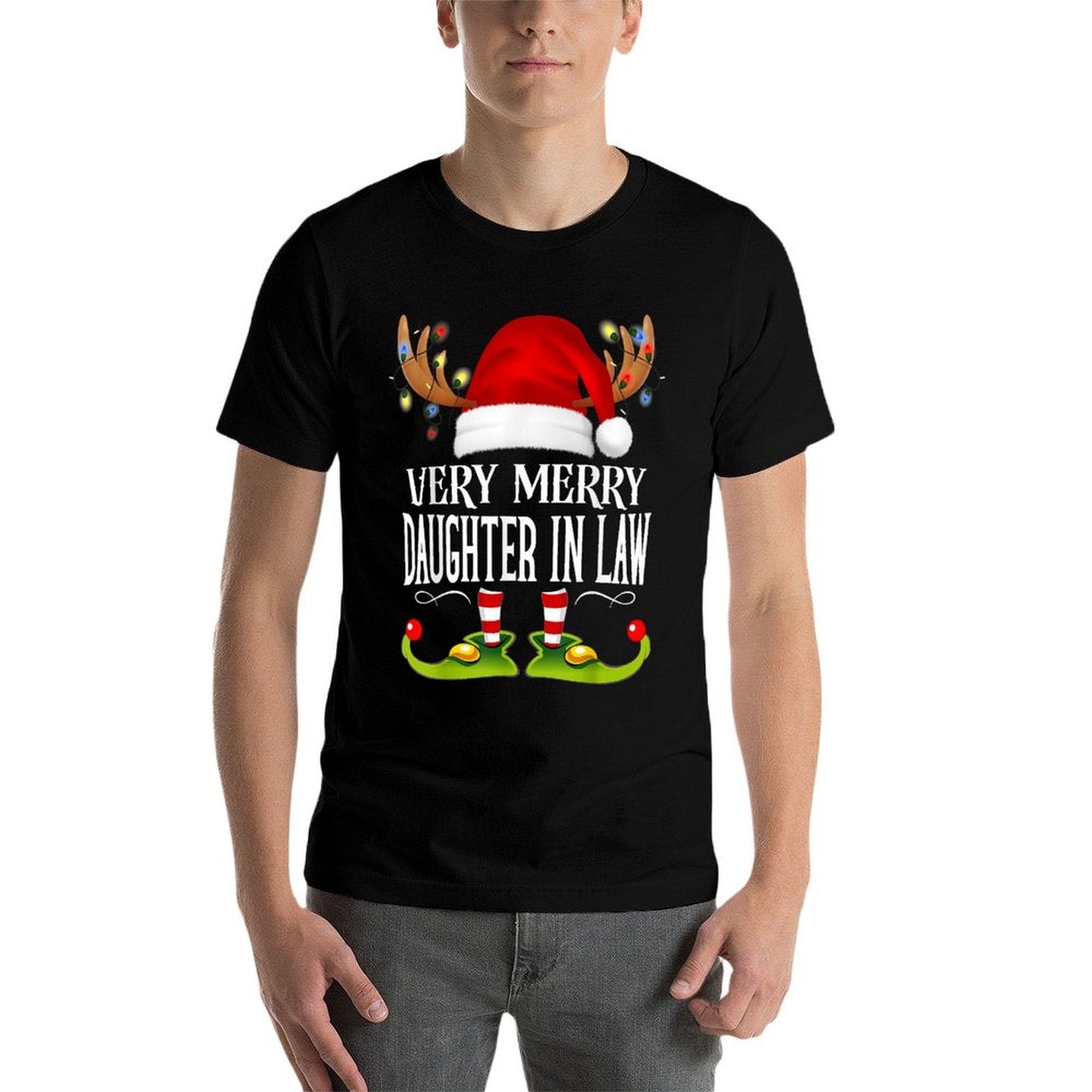 Very Merry X-Mas Daughter in Law Matching Christmas  Trendy Pattern T-Shirt
