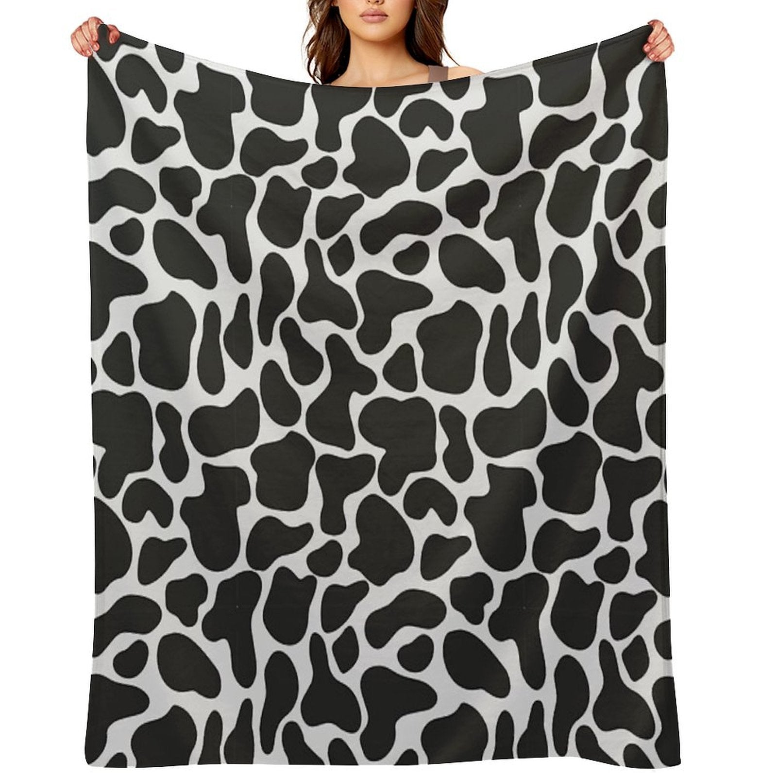 Black & White Animal Print - Cow Print Quick-dry Throw Blanket