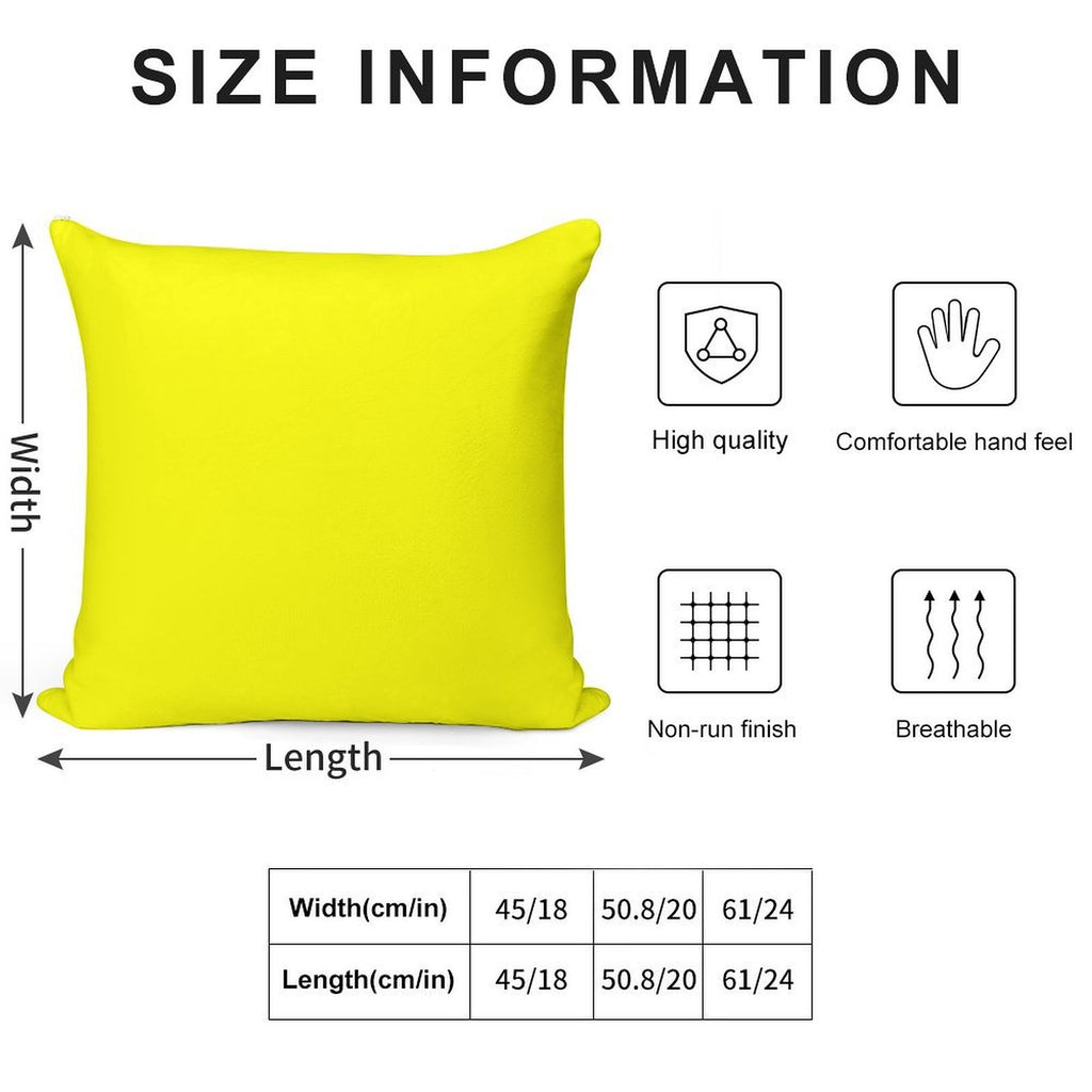 Bright Fluorescent Yellow Neon Soft Washable Throw Pillow