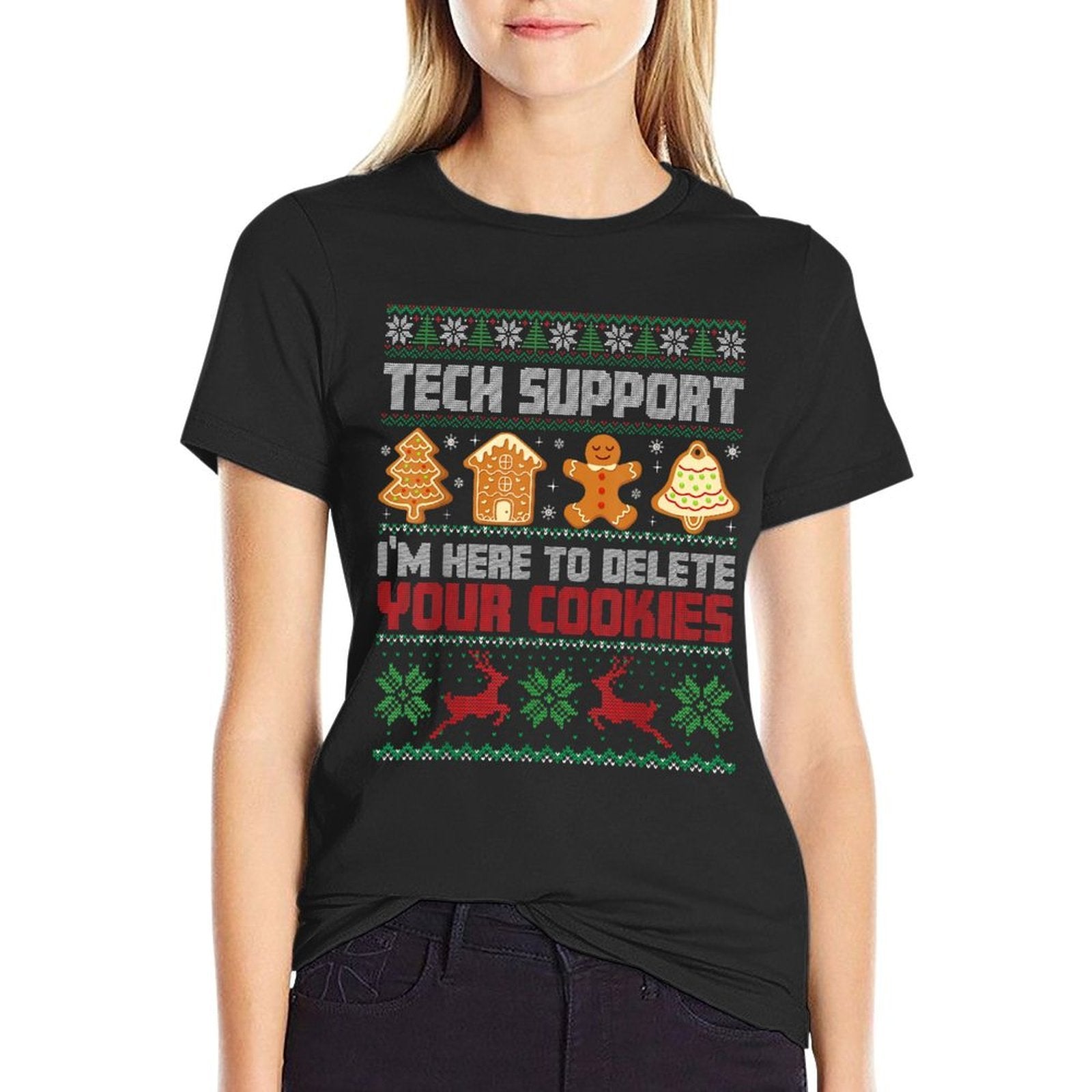 Christmas Tech Support Im Here to Delete Cookies Men Women  Breathable T-Shirt