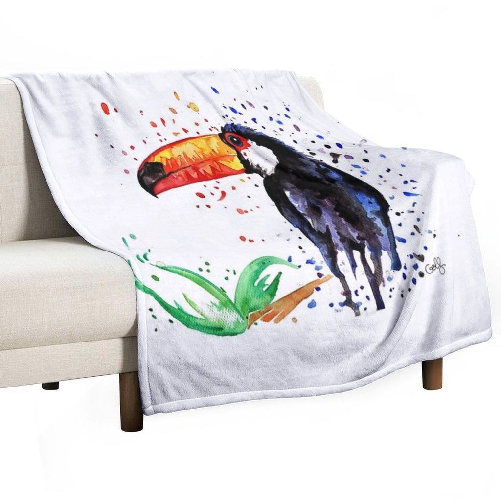 Toucan of French Guiana - Watercolor Machine-washable Throw Blanket