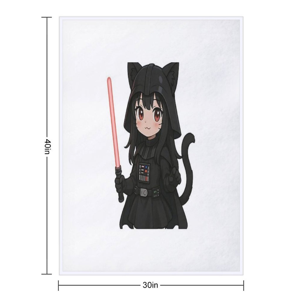 Kawaii Darth Vader Cat Girl Premium Throw Blanket