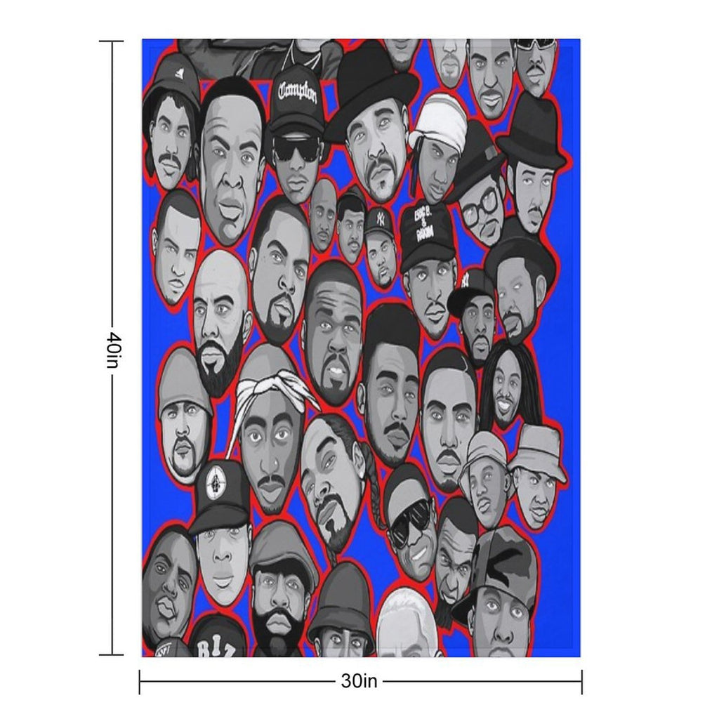 Old School Hip Hop Legends Collage Art Compact Throw Blanket