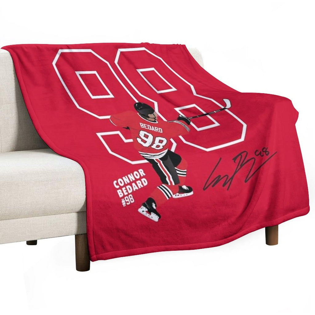 Connor Bedard Blackhawks #98 Signature Art Anti-pilling Throw Blanket
