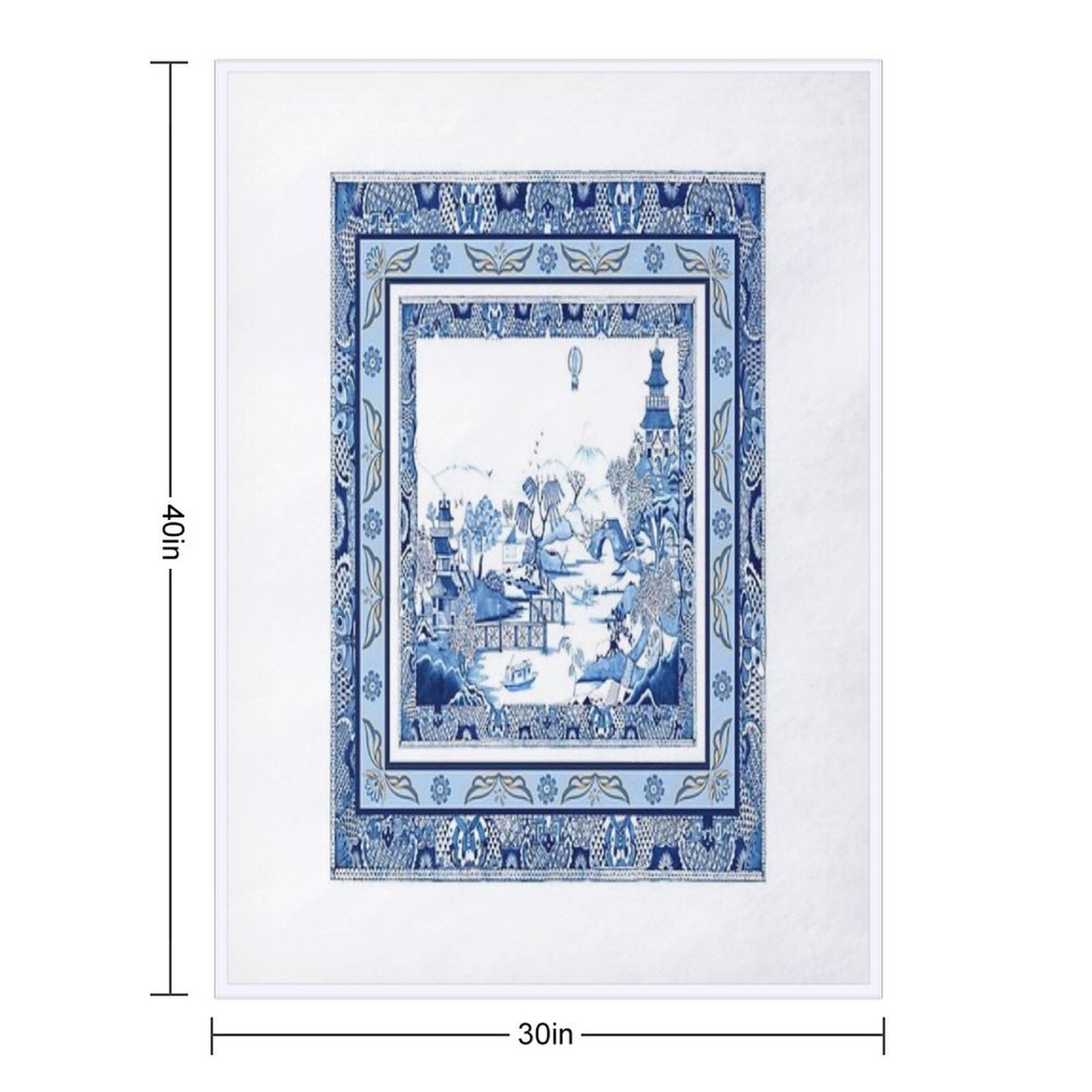 Blue Willow Double Frame Durable Throw Blanket