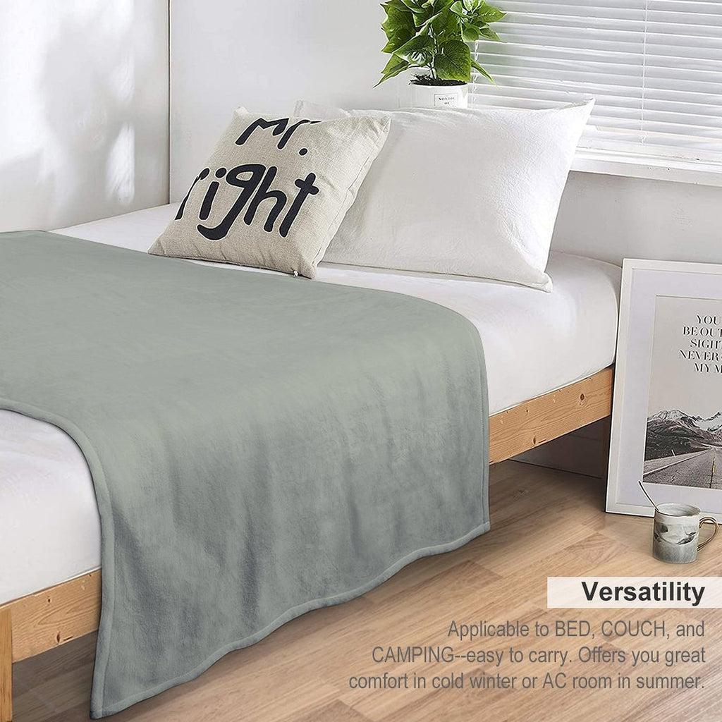 Desert Sage Grey Green Solid Color Shrink-resistant Throw Blanket
