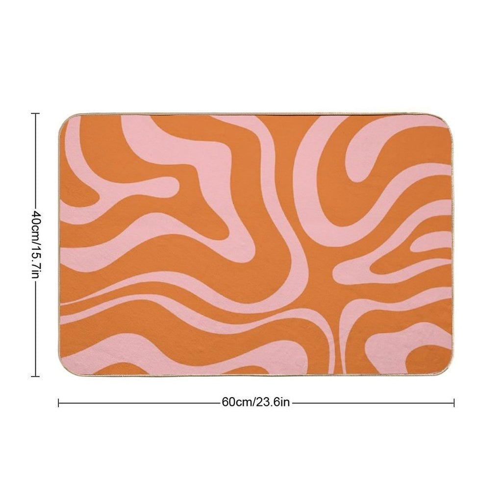 Liquid Candy Retro Abstract Pattern in Pink And Orange  Easy To Clean Bath Mat