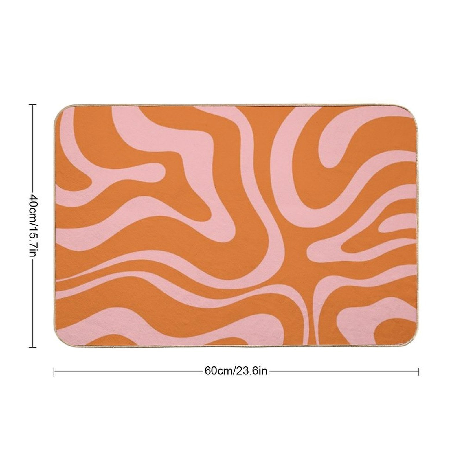 Liquid Candy Retro Abstract Pattern in Pink And Orange  Easy To Clean Bath Mat