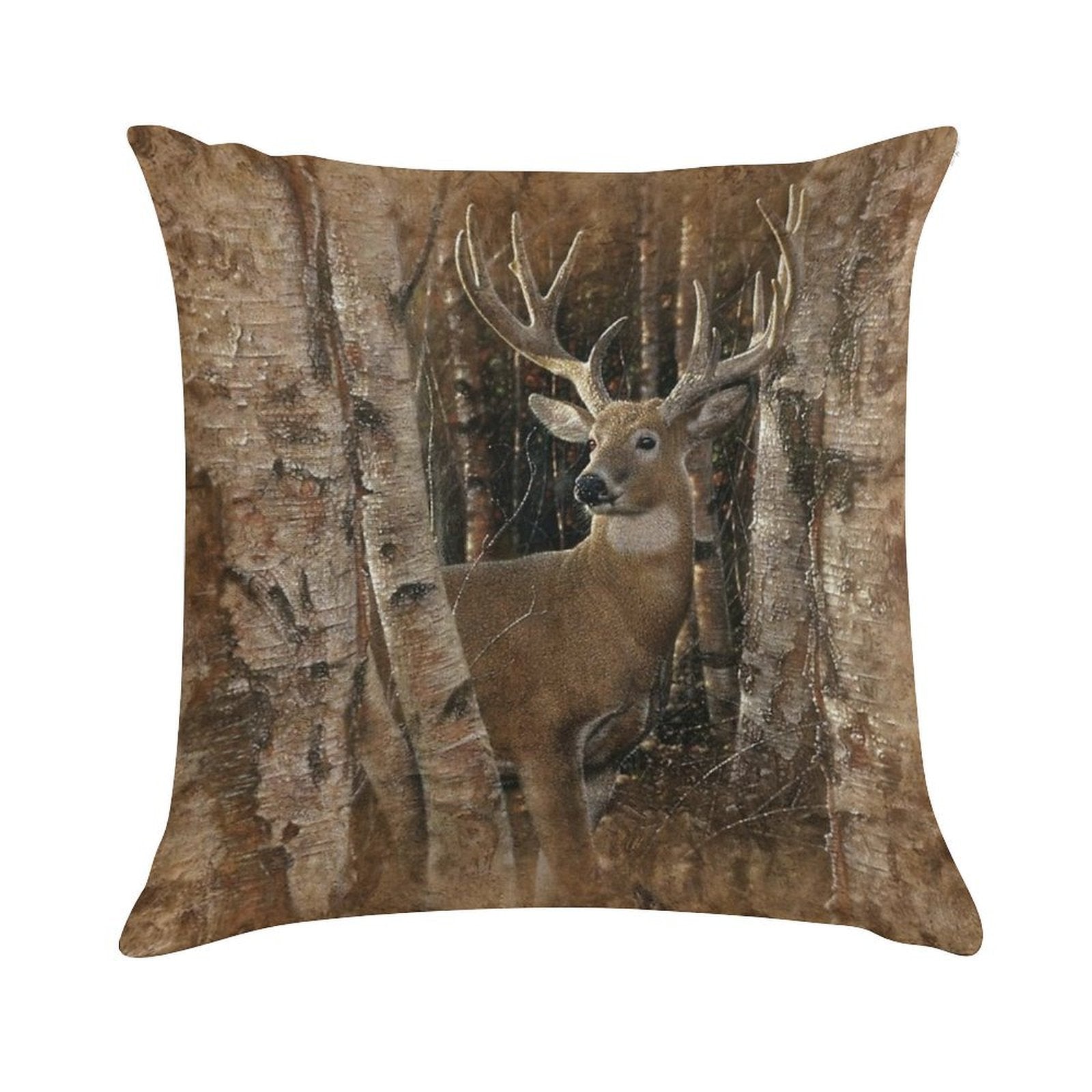 Deer Birchwood Buck Soft Fade-Resistant Throw Pillow