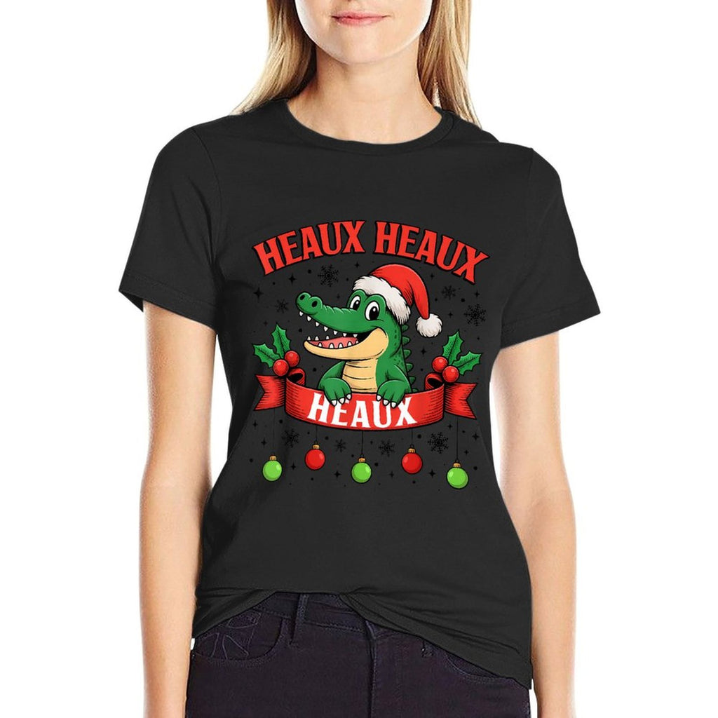 Funny Heaux Heaux Heaux Alligator Funny Cajun Christmas  Oversized Silhouette T-Shirt