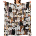 Cute So Many Cats Collage Sustainable Throw Blanket
