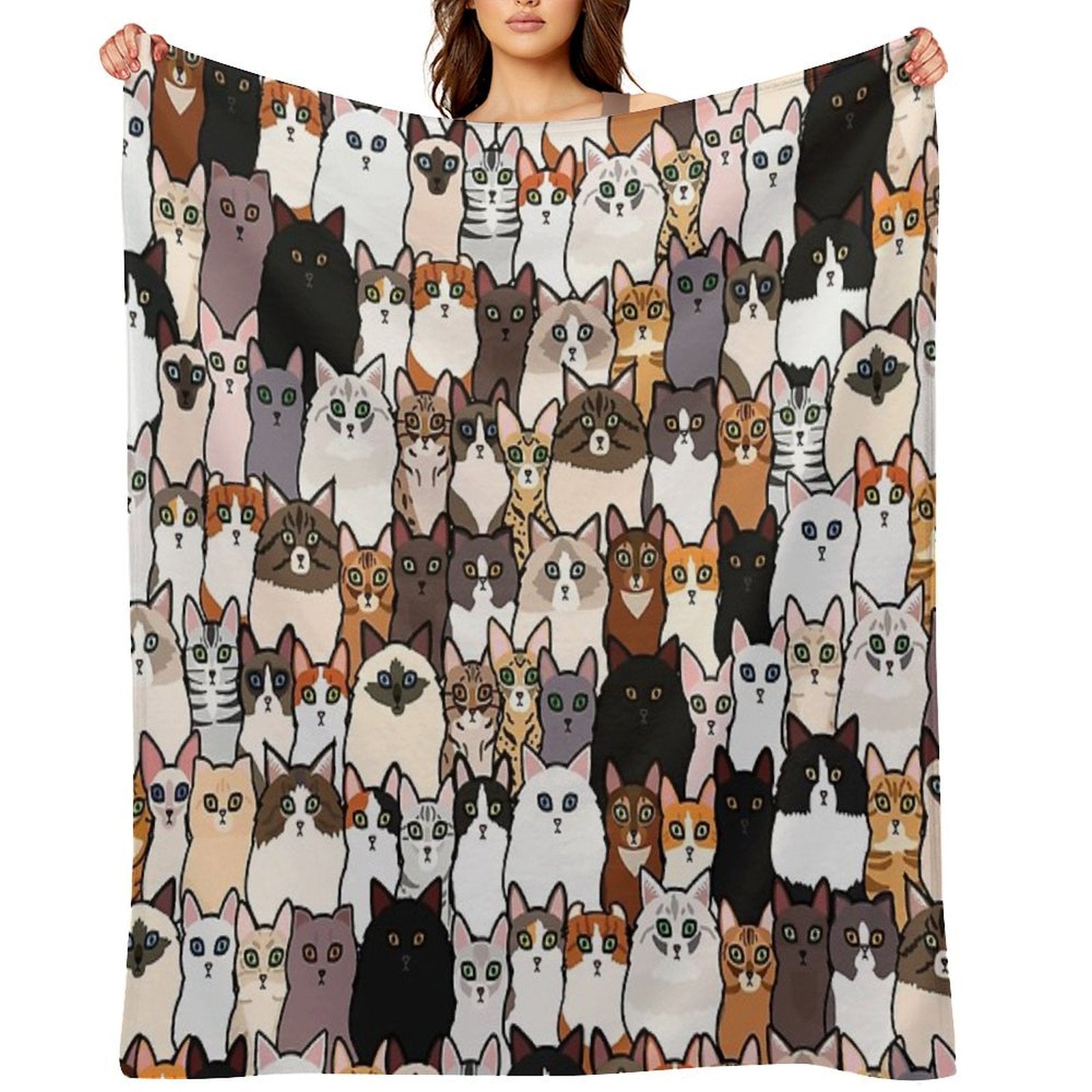 Cute So Many Cats Collage Sustainable Throw Blanket