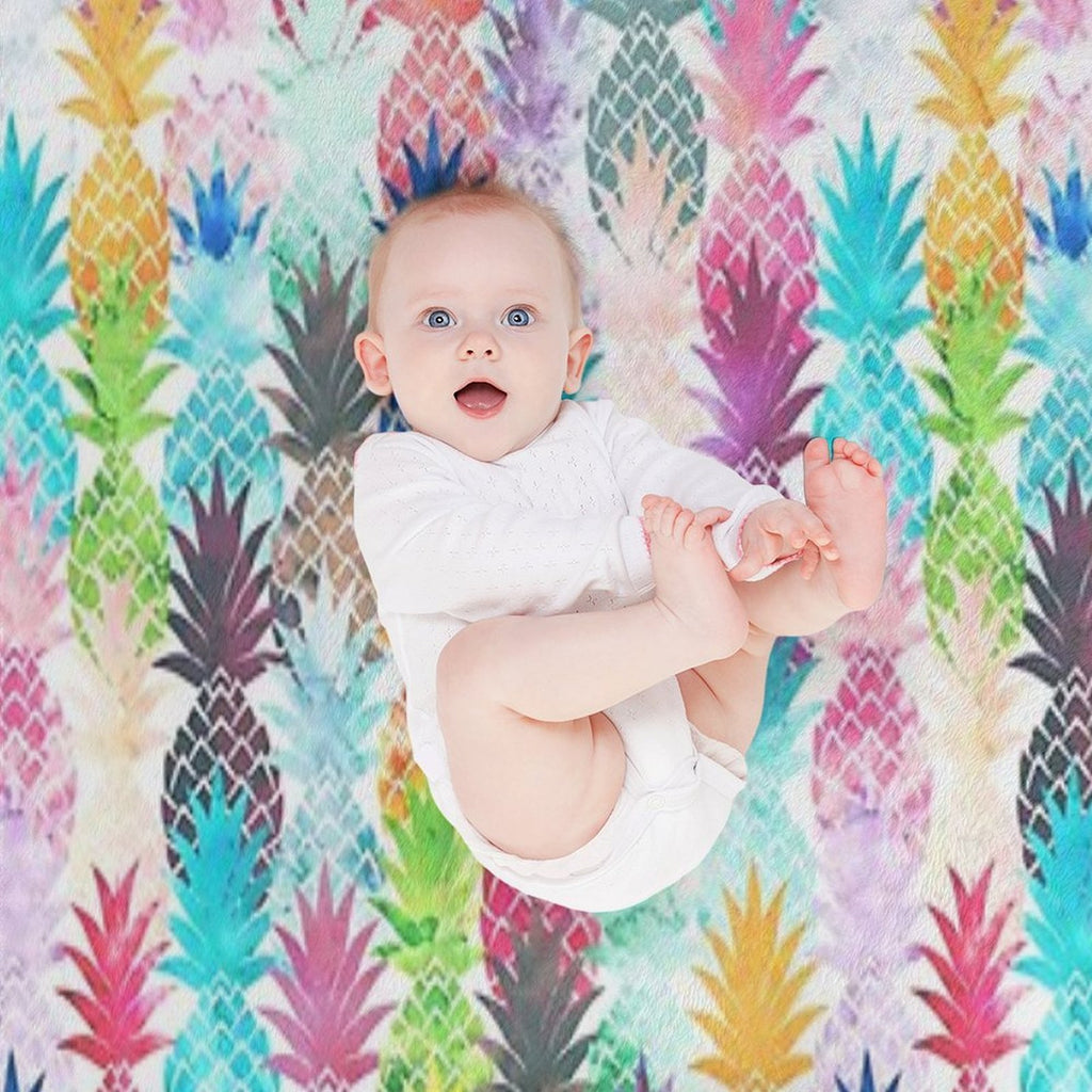 Hawaiian Pineapple Pattern Tropical Watercolor Multi-functional Throw Blanket