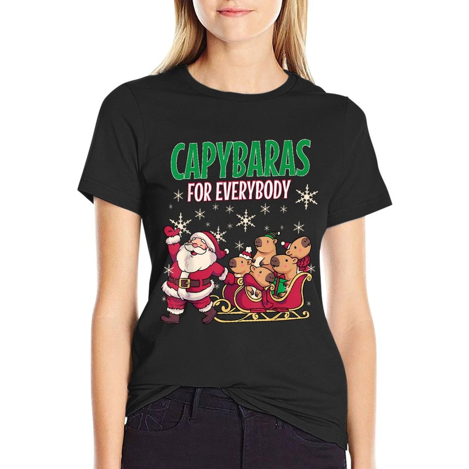 Ugly Christmas Men Kinds Women Funny Capybara  Eco-friendly Material T-Shirt