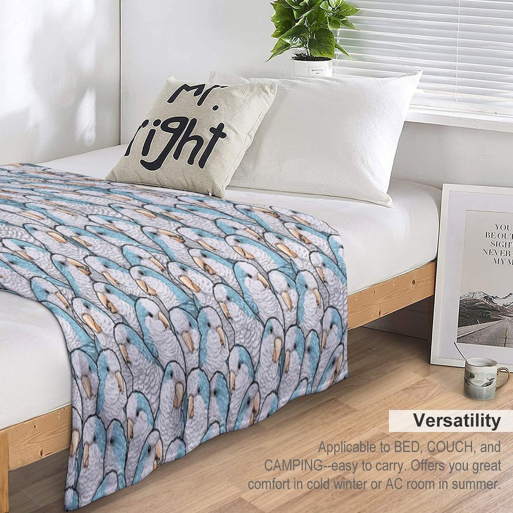 Blue Quaker Monk Parakeets Lightweight Throw Blanket