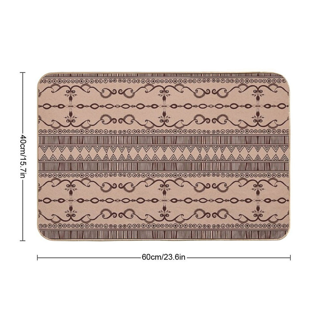 Regular Tan Neutral Egyptian Pattern  Pet-Safe Bath Mat