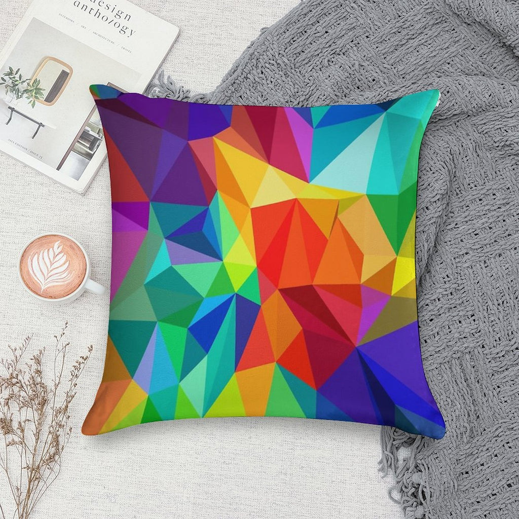 Bright Colorful Geometric Rainbow Design Soft Bedroom Essential Throw Pillow