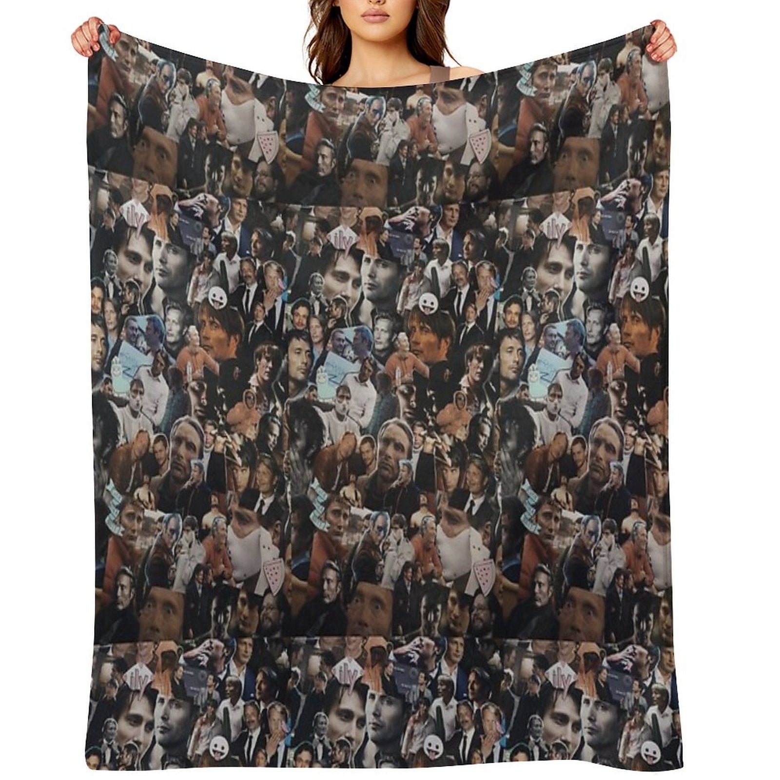 Mads Mikkelsen Collage Compact Throw Blanket