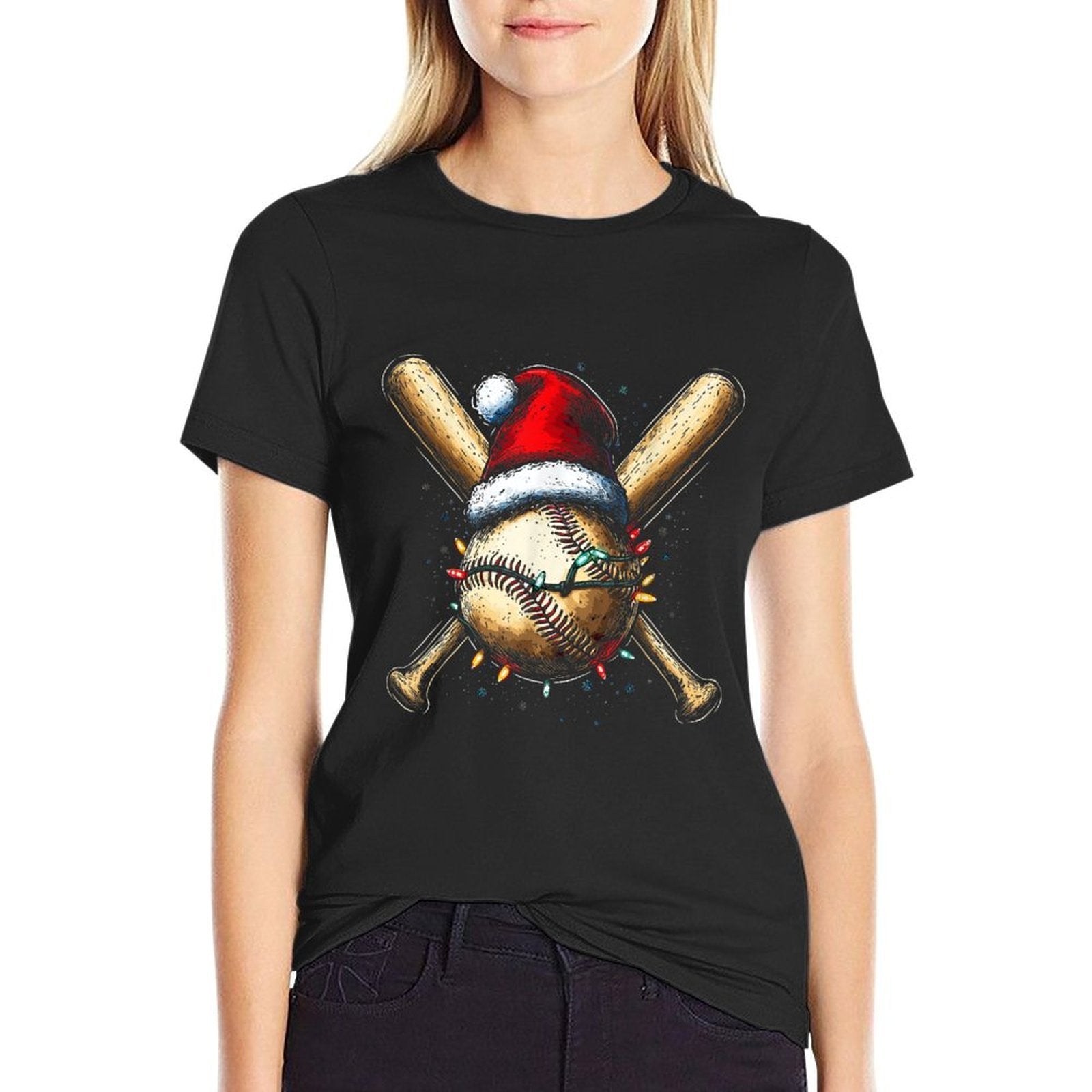 Christmas Baseball Pajama Xmas Santa For Men Boys Girls Kids  Trendy Pattern T-Shirt