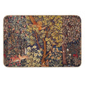 GREENERY,FOREST ANIMALS Pheasant on Autumn Tree,Squirrel,Hares,Red Yellow Floral Tapestry  Anti-Trip Bath Mat
