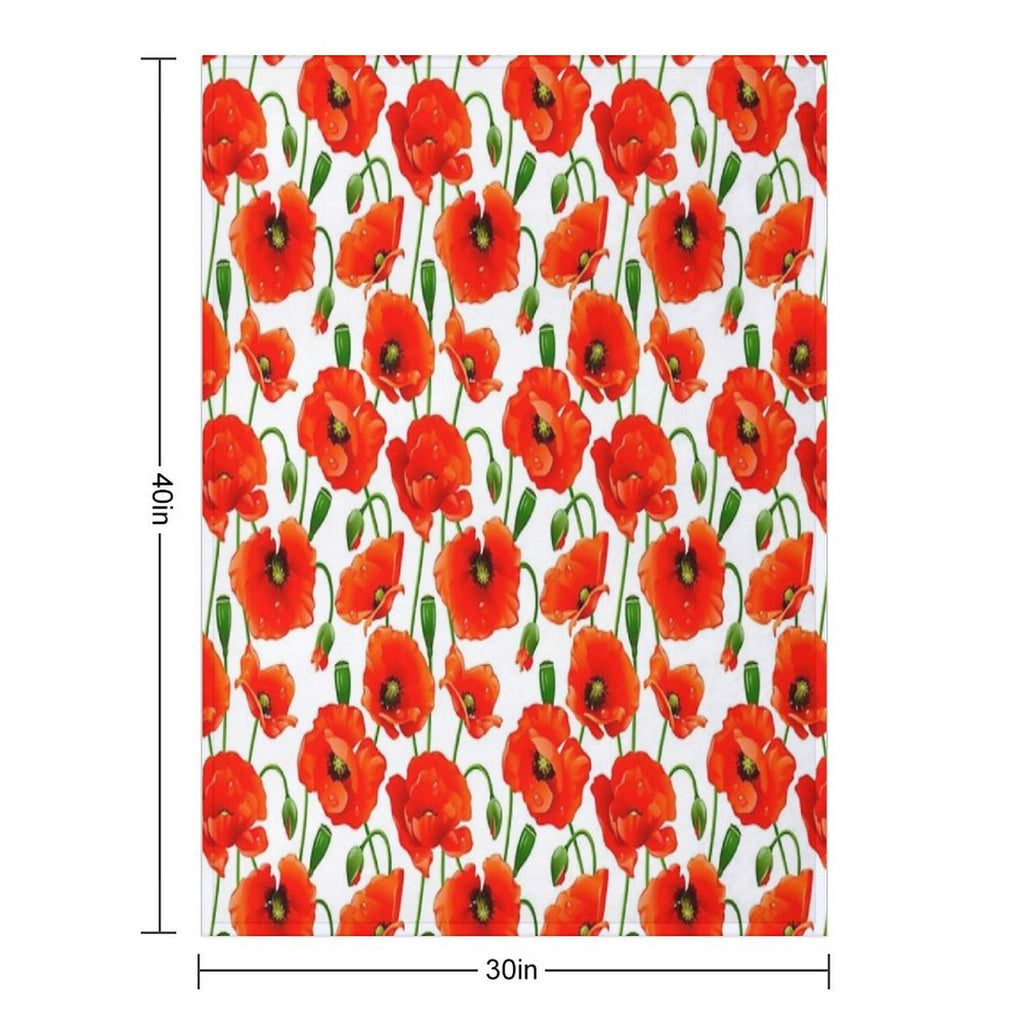 Beautiful Red Poppy Flowers Machine-washable Throw Blanket