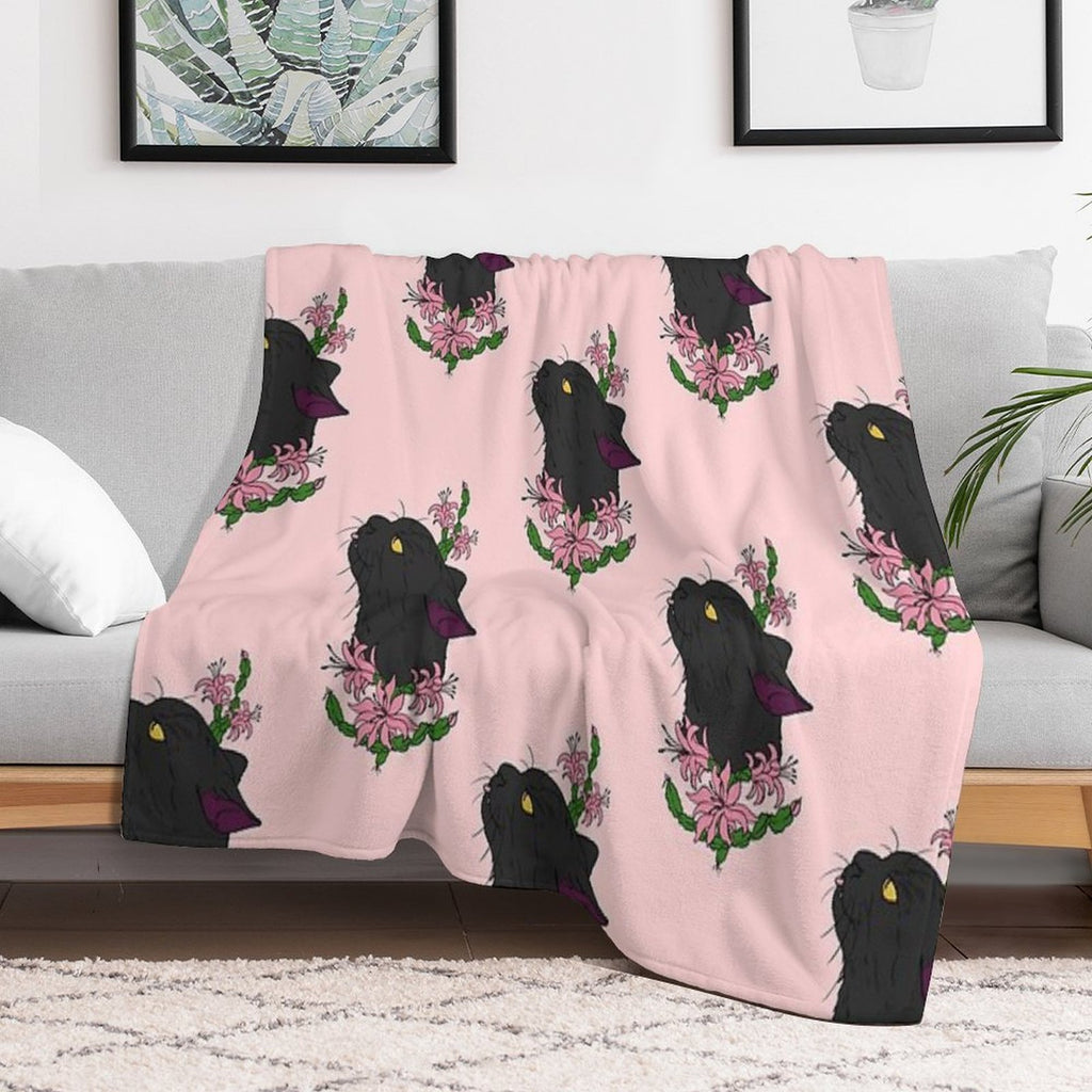 Christmas Cacti Floral Cat Bea Machine-washable Throw Blanket