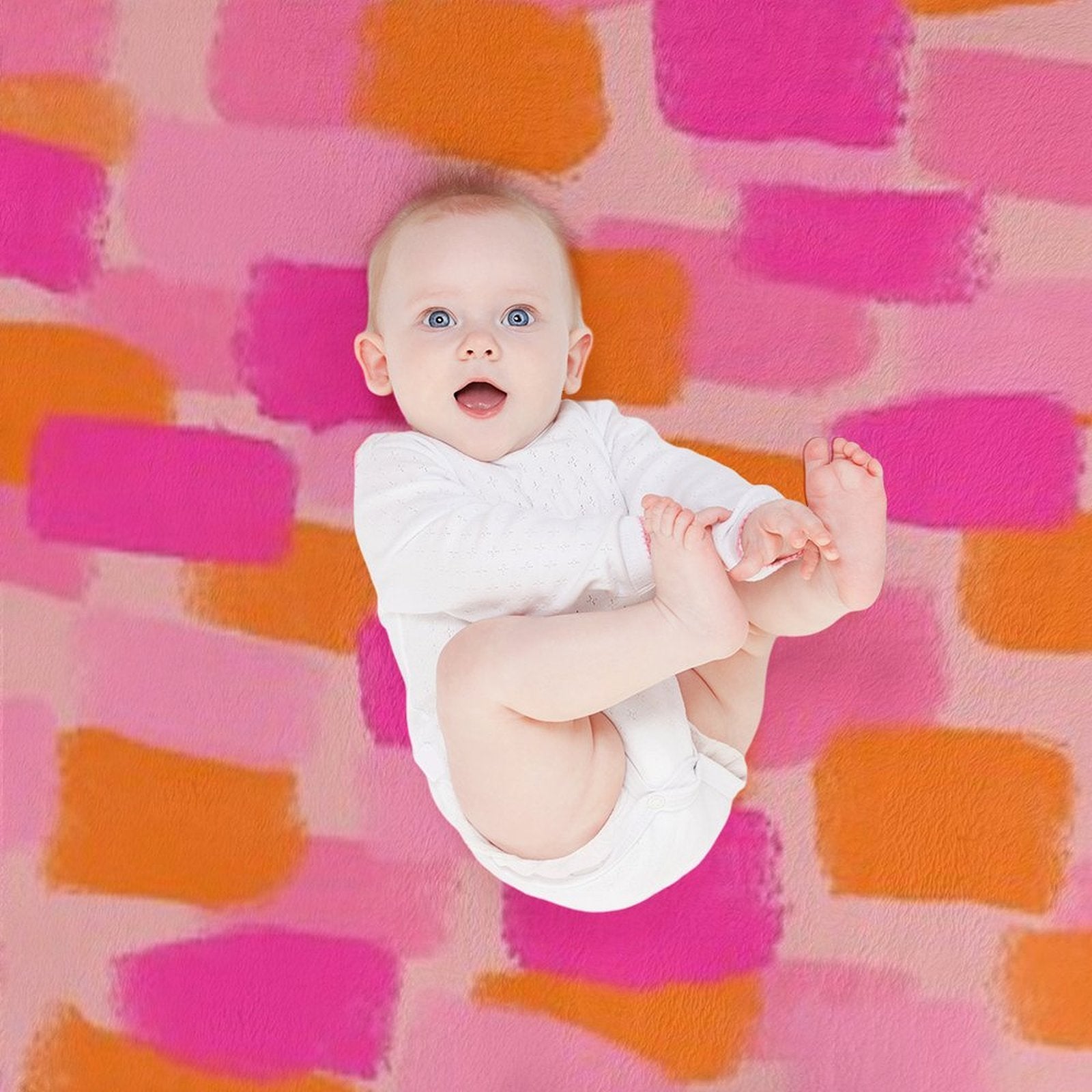 Abstract, Pink with Orange, Paint Brush Effect Compact Throw Blanket
