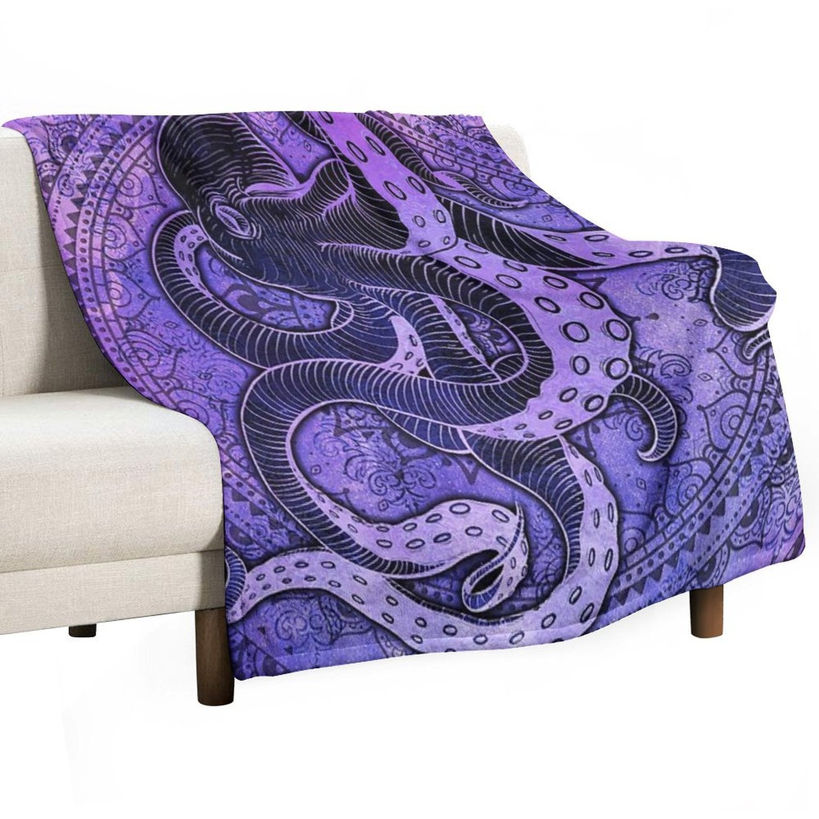 Octopus on Damask - Purple Edition Comfort Throw Blanket
