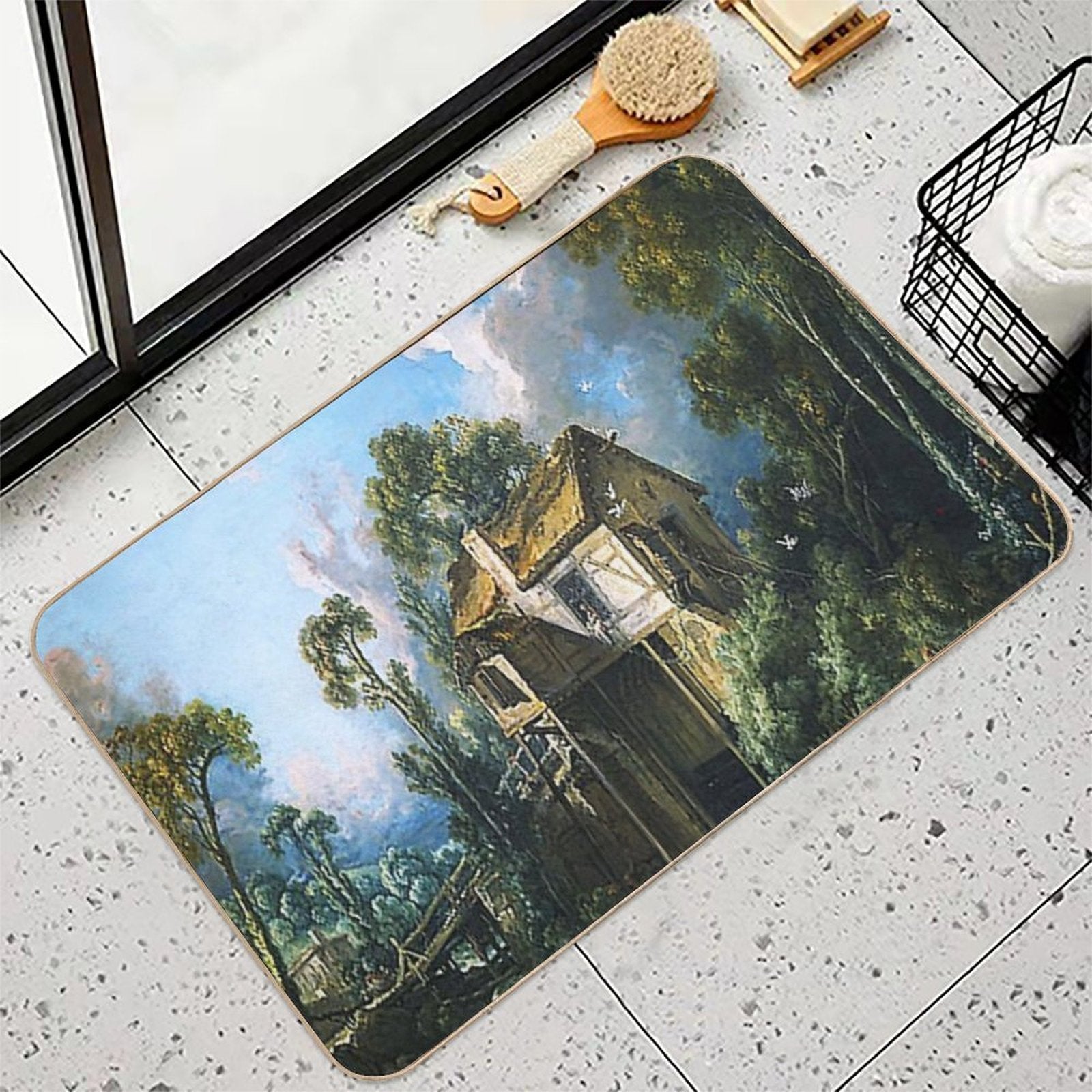 Francois Boucher Mill at Charenton  Fade-Resistant Bath Mat