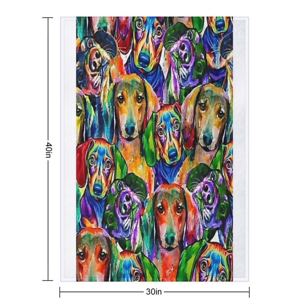Dachshund Dog Collage Wrinkle-free Throw Blanket