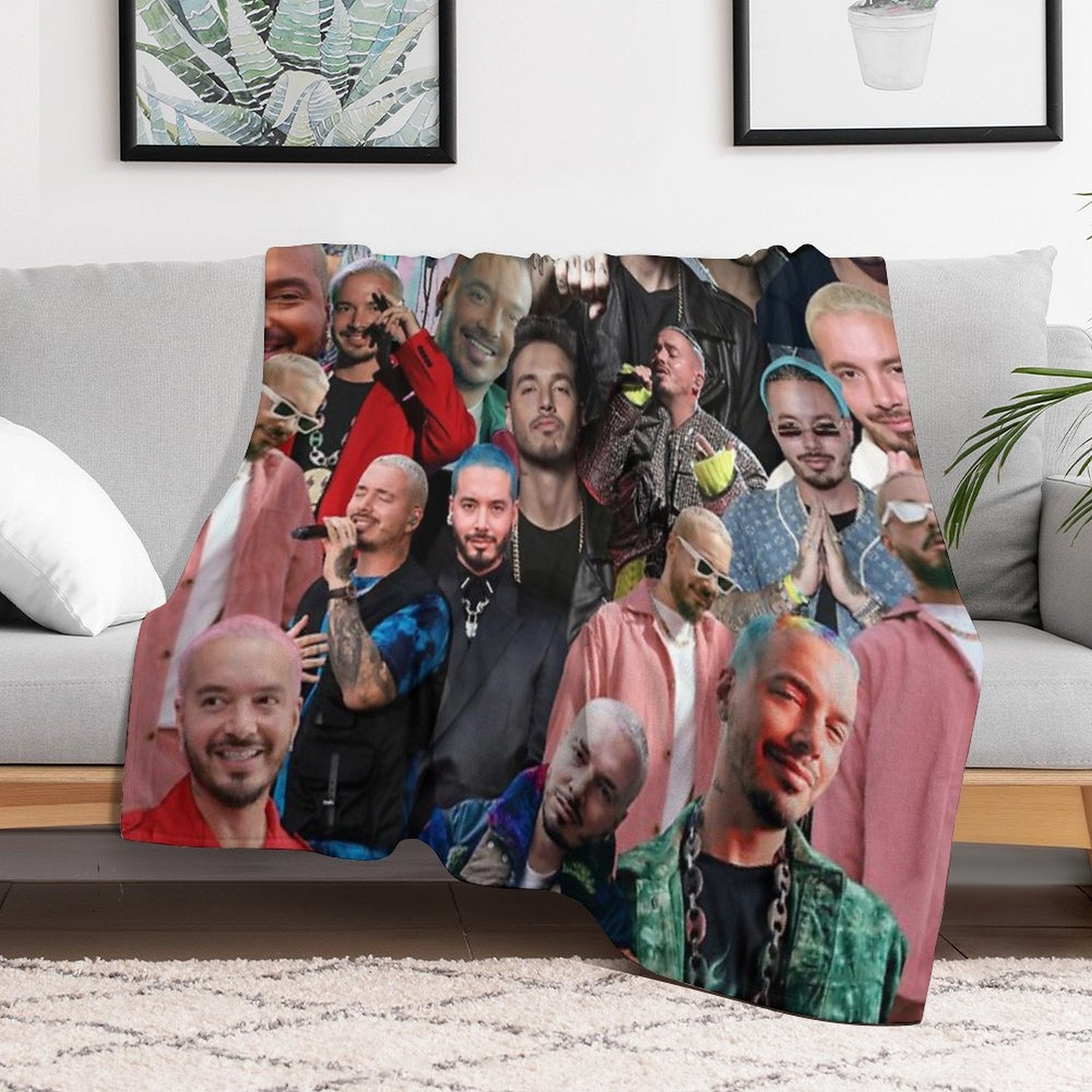 J Balvin Photo Collage Velvety-soft Throw Blanket