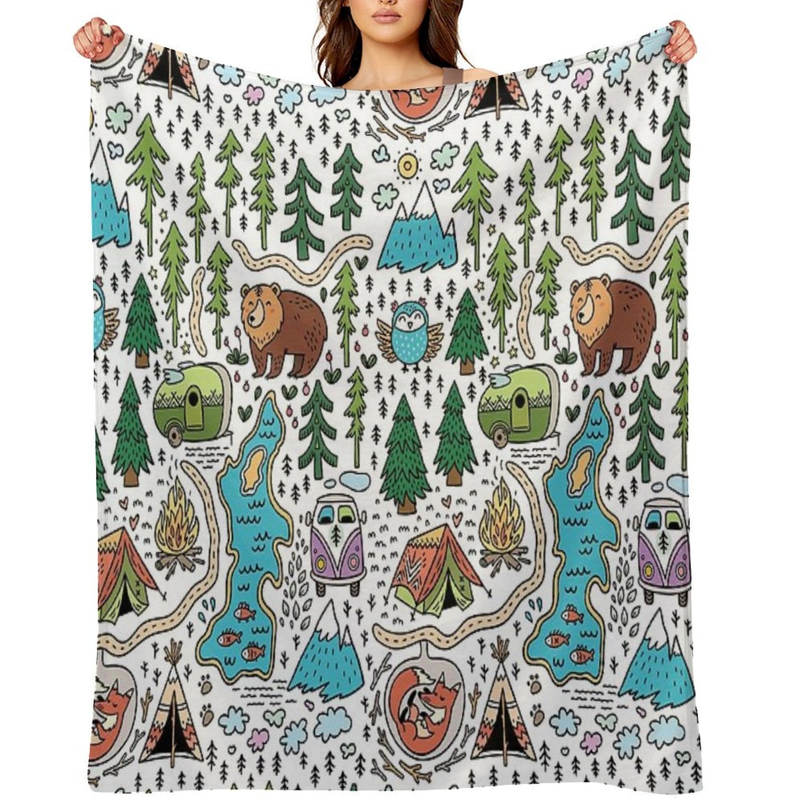 Happy Map Durable Throw Blanket