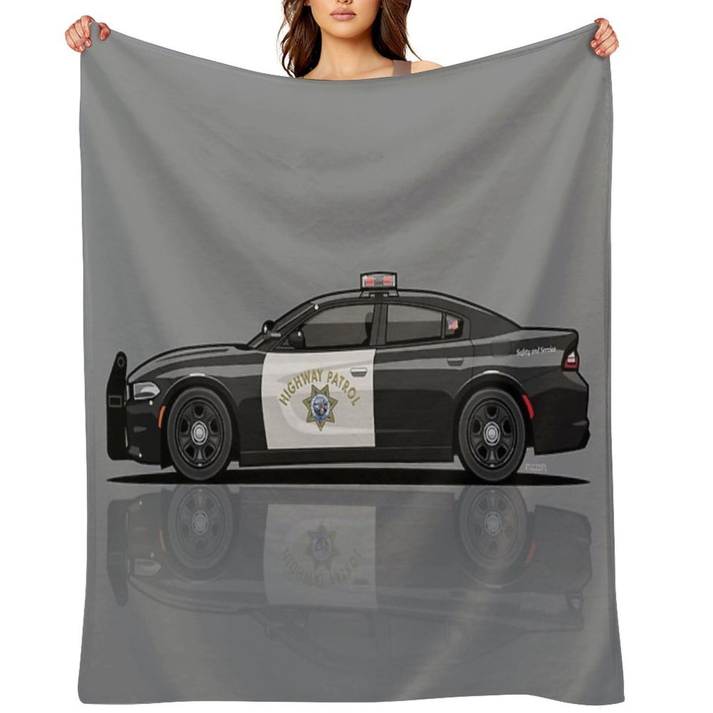California Highway Patrol D0dge Ch4r6er Police Car Shrink-resistant Throw Blanket