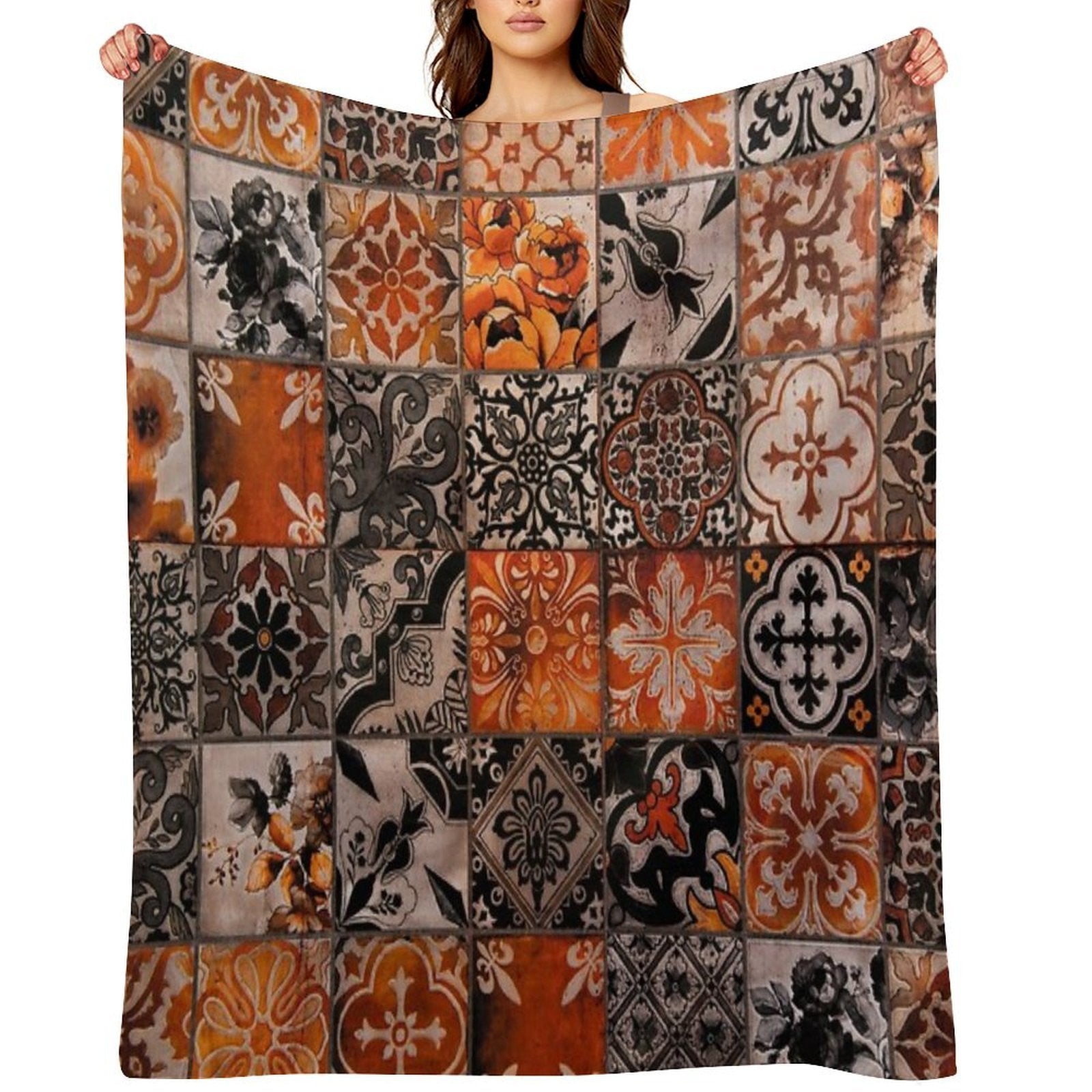 Traditional Tiles Quick-dry Throw Blanket