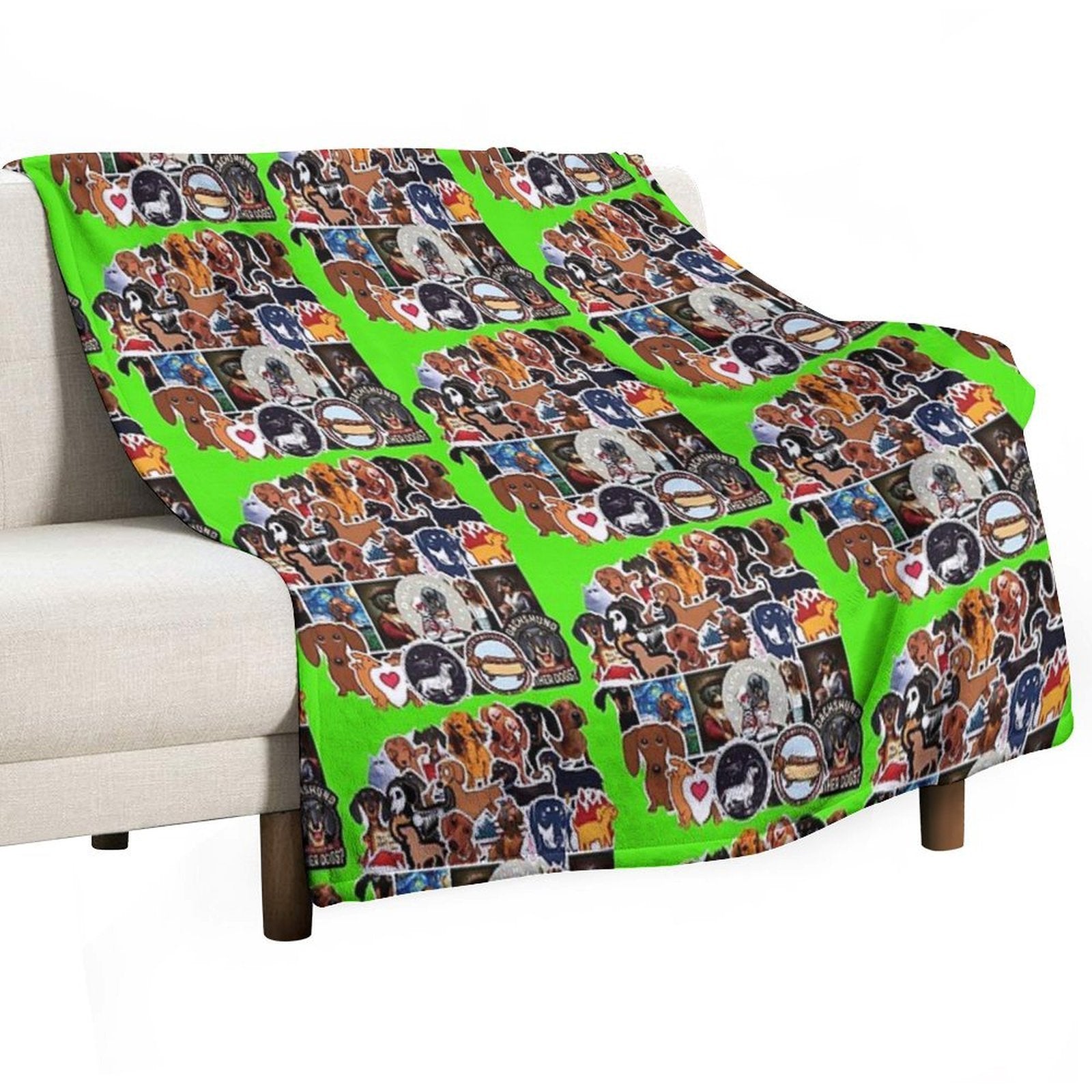 I Love Dachshunds, Collage. Easy Care Throw Blanket