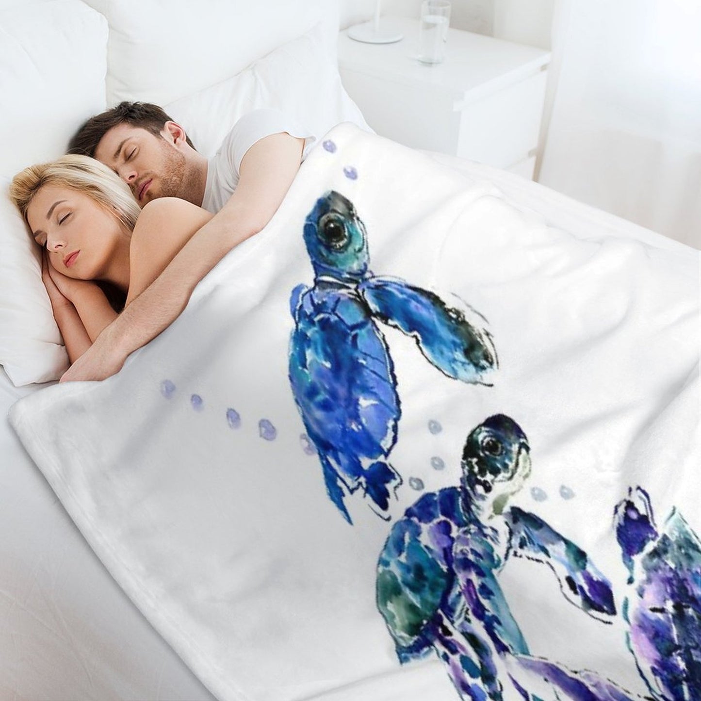 Three Sea Turtles Lightweight Throw Blanket