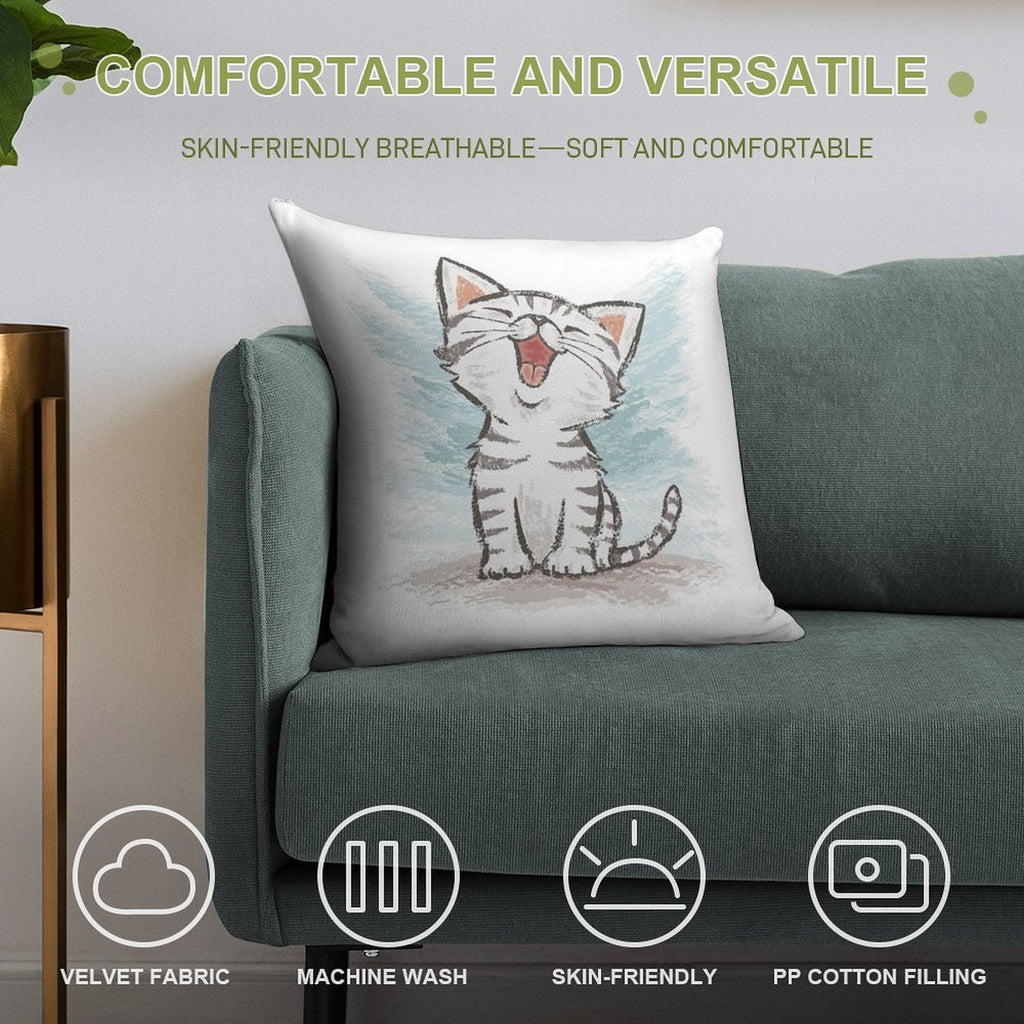 American Shorthair Happy Soft Durable Construction Throw Pillow