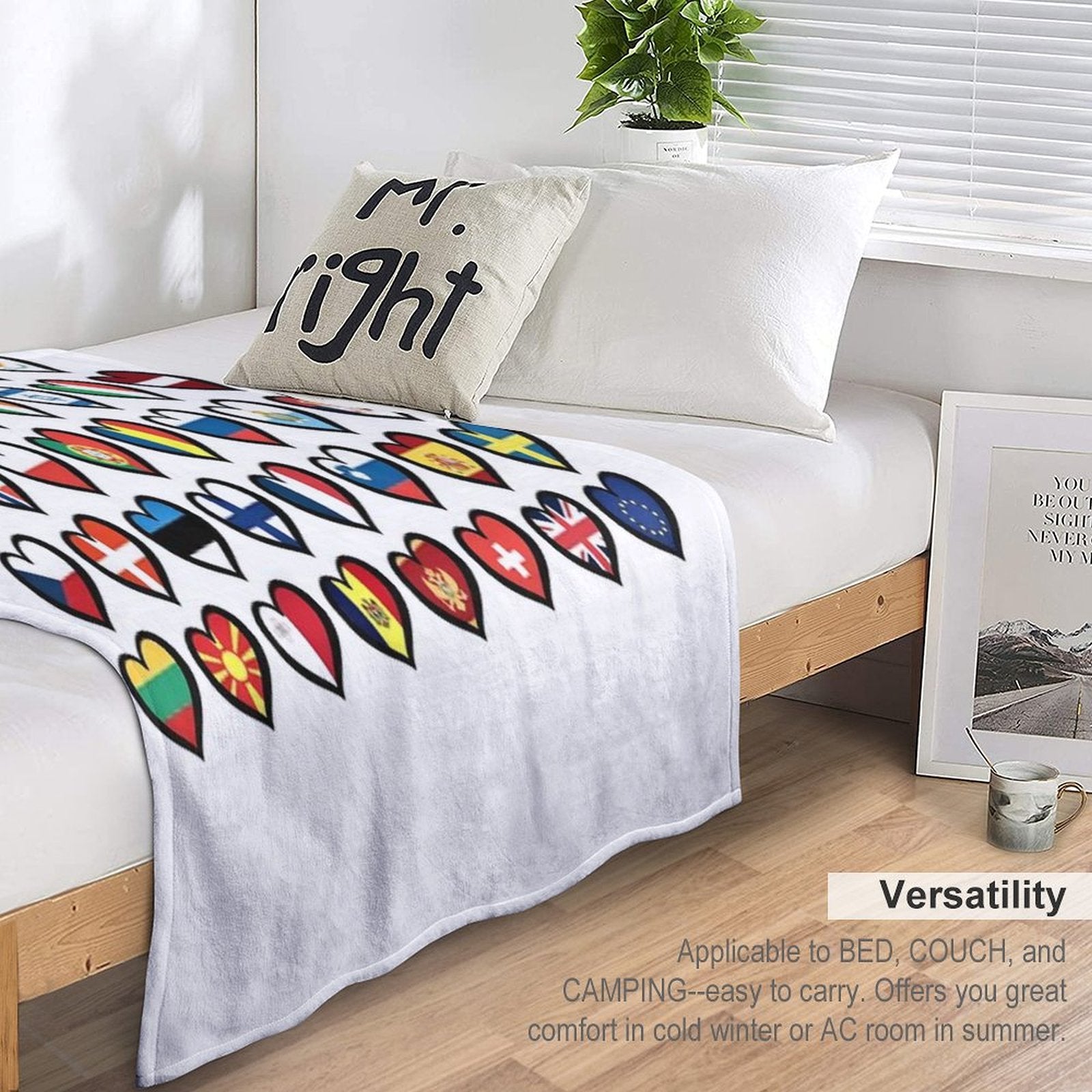 Eurovision Song Contest Flags Hearts ESC EBU Eurofans Gift-ready Throw Blanket